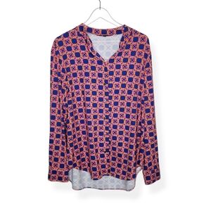 Barbara Erickson Women's Geometric Print Long Sleeve Stretchy Tunic Top Size XL